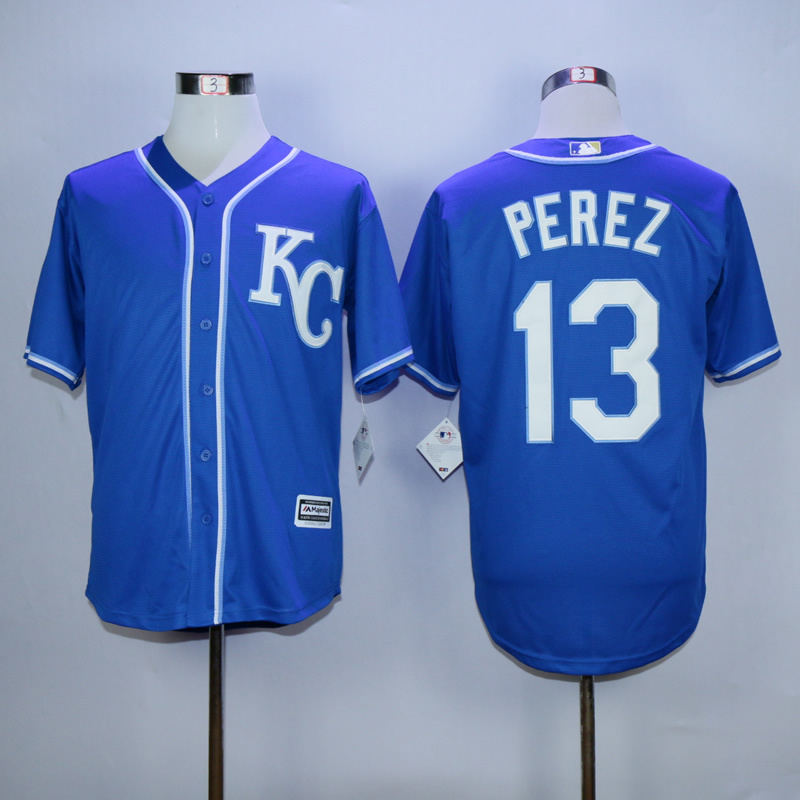 Men Kansas City Royals #13 Perez Blue MLB Jerseys->kansas city royals->MLB Jersey